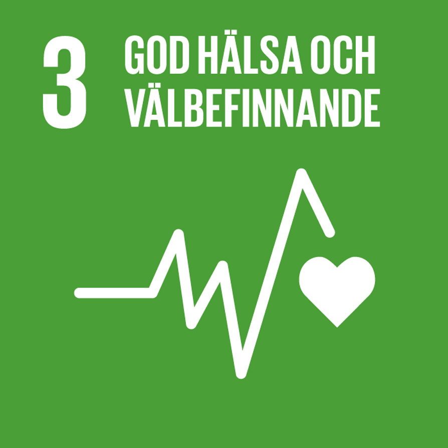 Det 3:e globala målet God hälsa och välbefinnande på grön bakgrund