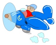 Illustration av en pojke i ett flygplan.