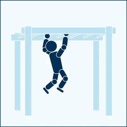 Illustration av hängande armgång. 