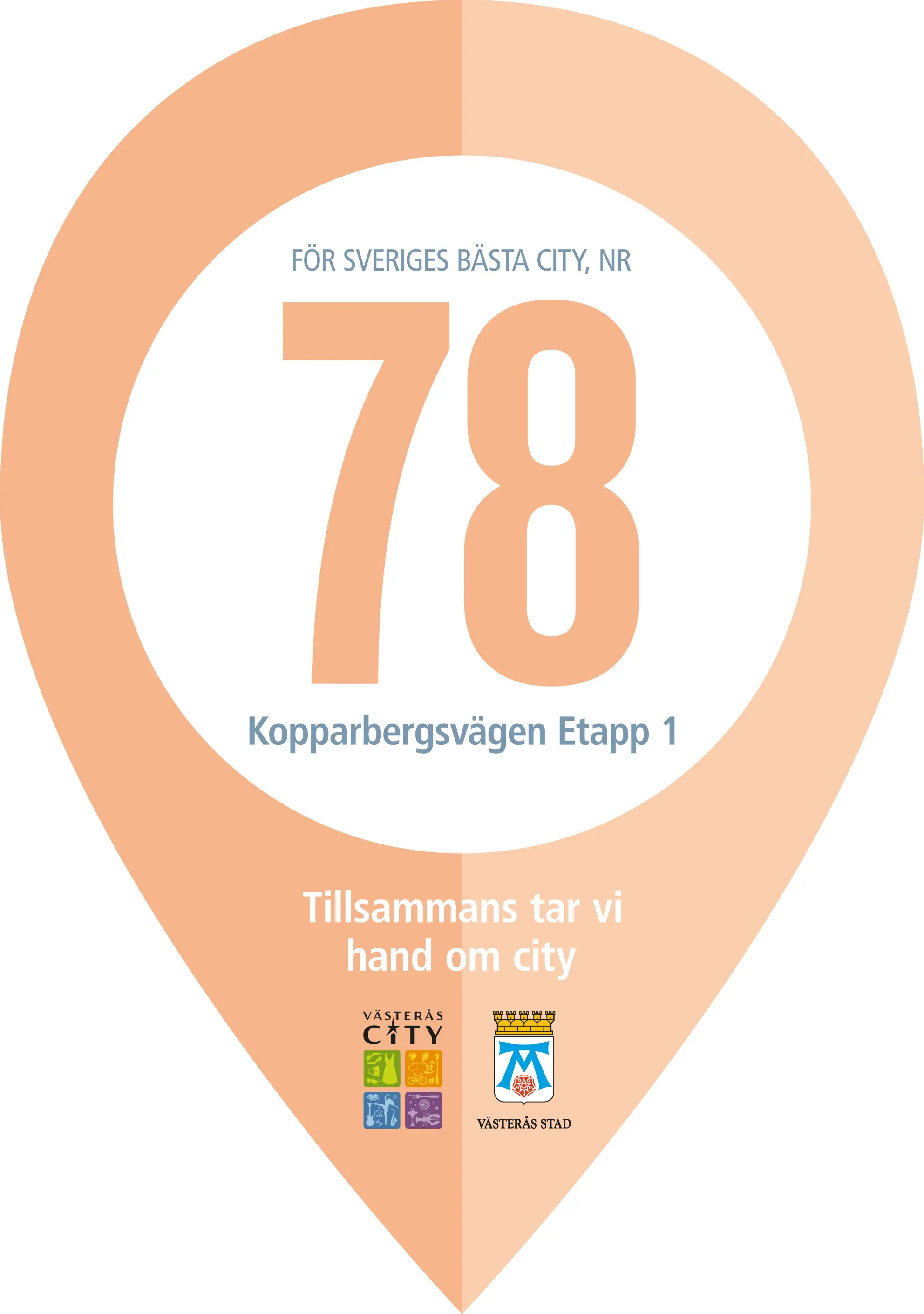 Illustration över kartnål med projektnummer 78, Kopparlunden Etapp 1, E18 - Norra Ringvägen