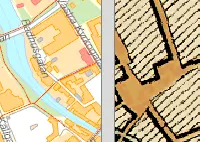 Svepkarta med två olika kartor över samma område i samma bild.