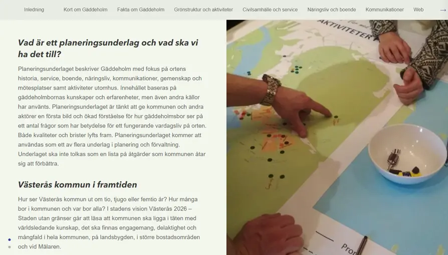 Bild från kartberättelsen för planeringsunderlag för Gäddeholm.