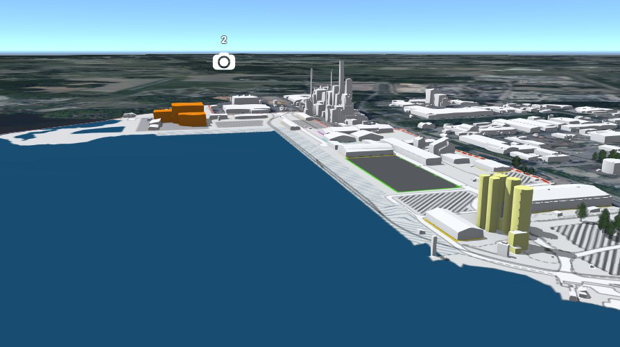 3D-karta över planområdet i Västerås hamn