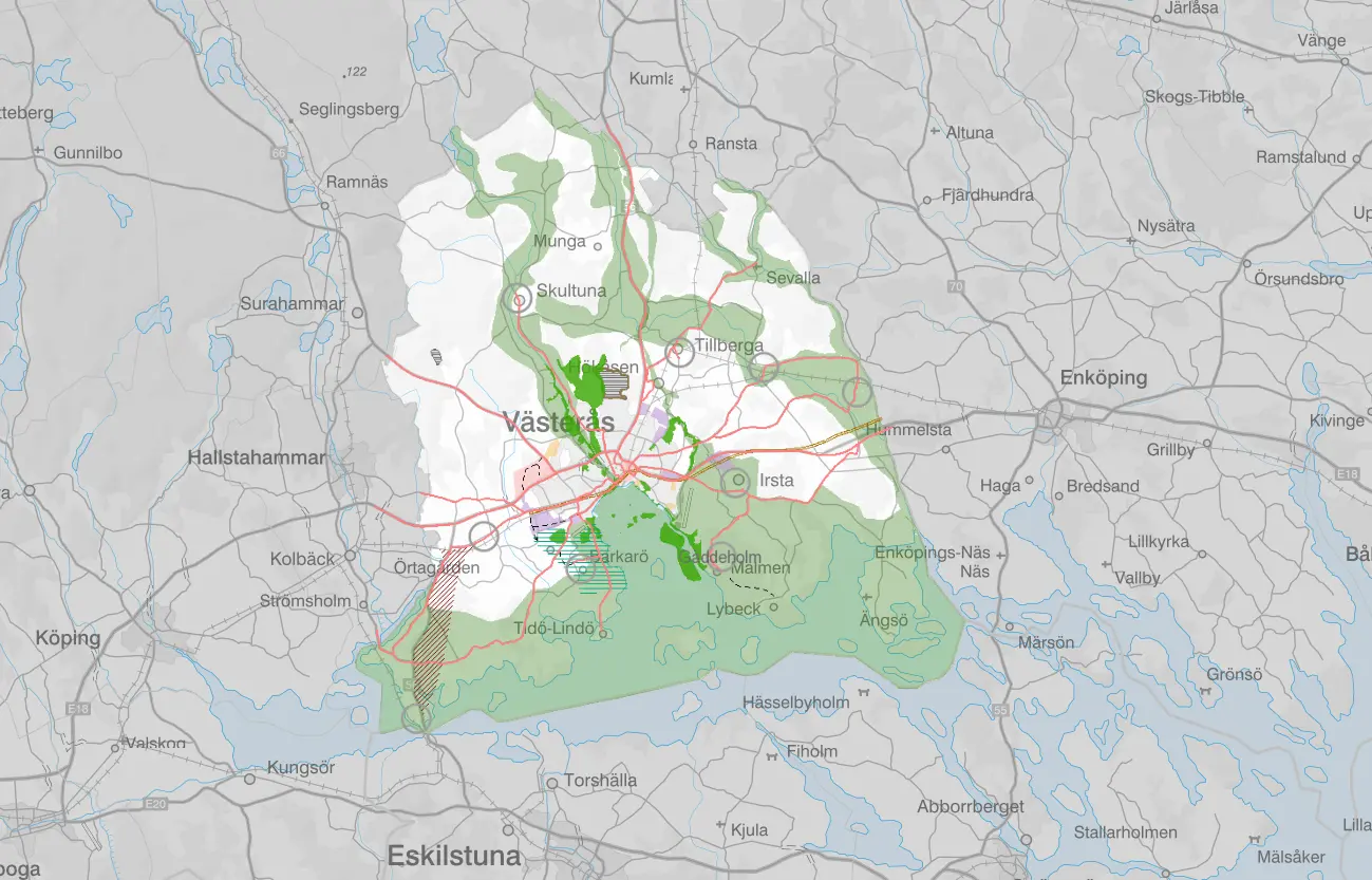 Kartbild från och länk till kartan till Översiktsplan 2016